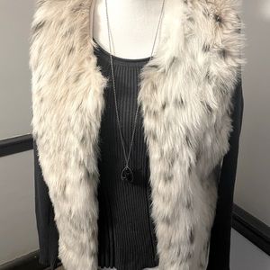 Leopard Winter White Faux Fur Vest